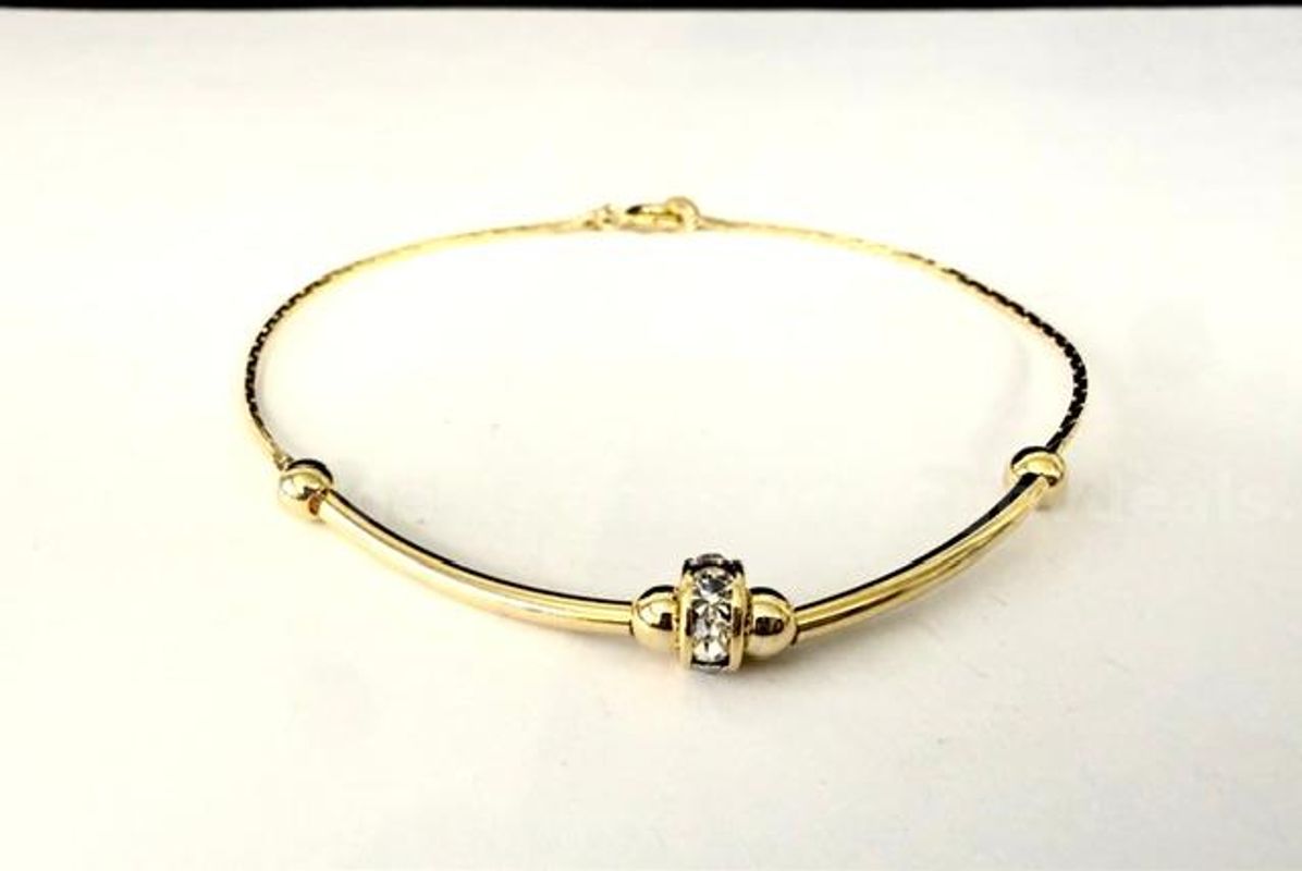 Beautiful, Ladies, 7", Rotating, CZ Stone Bracelet, Real 24k Gold Filled