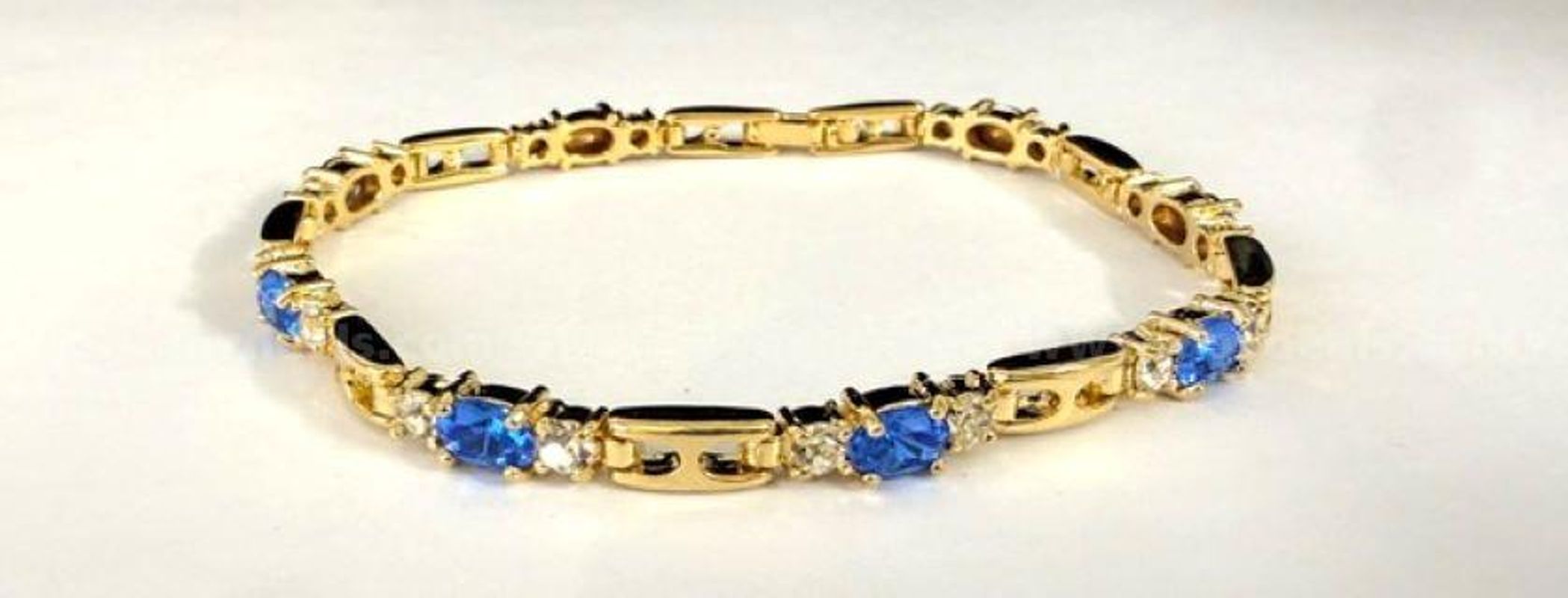 Gorgeous, Ladies, CZ Sapphire, 7 Inch Tennis Bracelet, Real 24k Gold Filled