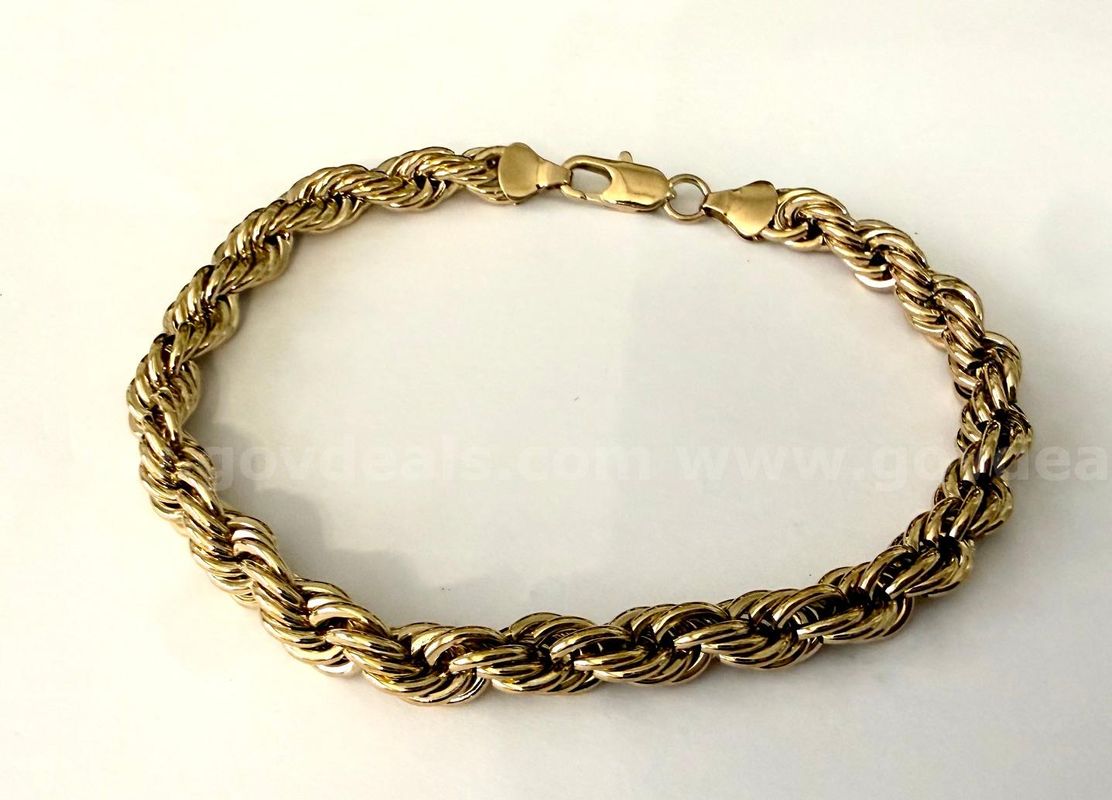 Gorgeous, 7MM, 9 Inch, Rope Bracelet, Real 24k Gold Plated