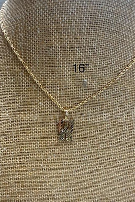1MM, 16 Inch, Rope Chain Necklace, W/"W" Initial Pendant, Real 24k Gold Filled