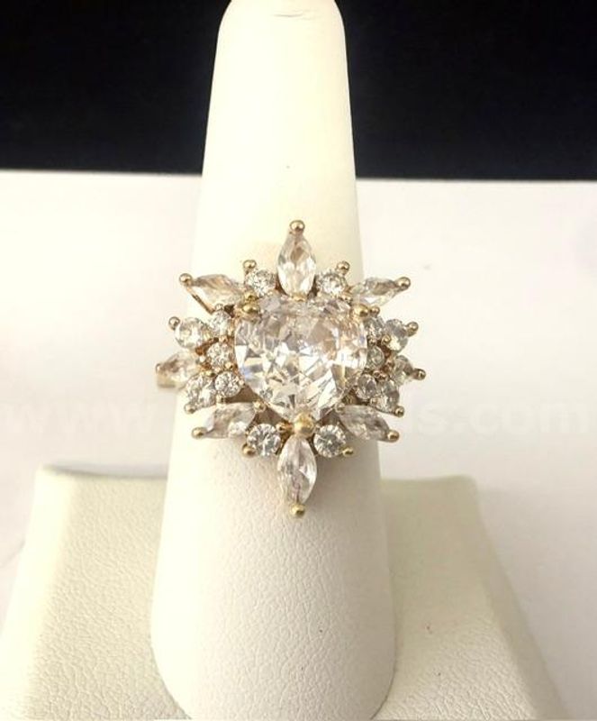 Stunning, Ladies, 4 Carat, Heart CZ Solitaire, W/Accents, Size 7 1/2 Ring, Real 24k Gold Filled