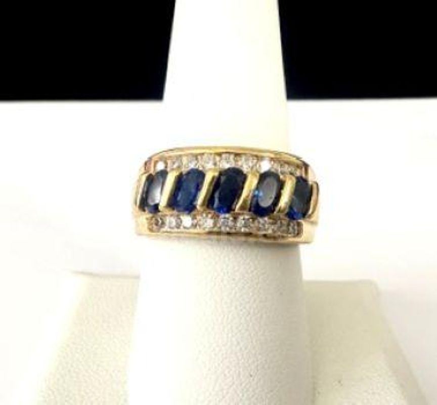 Beautiful, Ladies, Size 8 1/2, CZ Sapphire Ring/Wedding Band, Real 24k Gold Plated