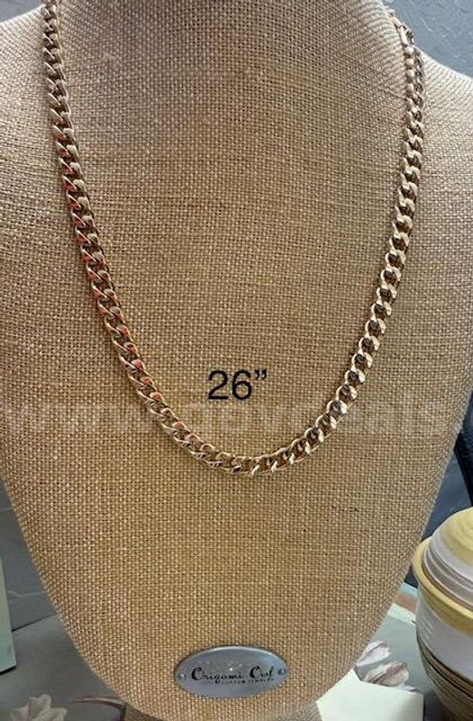 Beautiful, 26", Cuban Link Necklace Chain, 24k Real Gold Filled