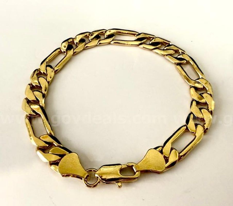 Gorgeous, 9 Inch, 24k Gold, Italian Figaro, Men’s Bracelet