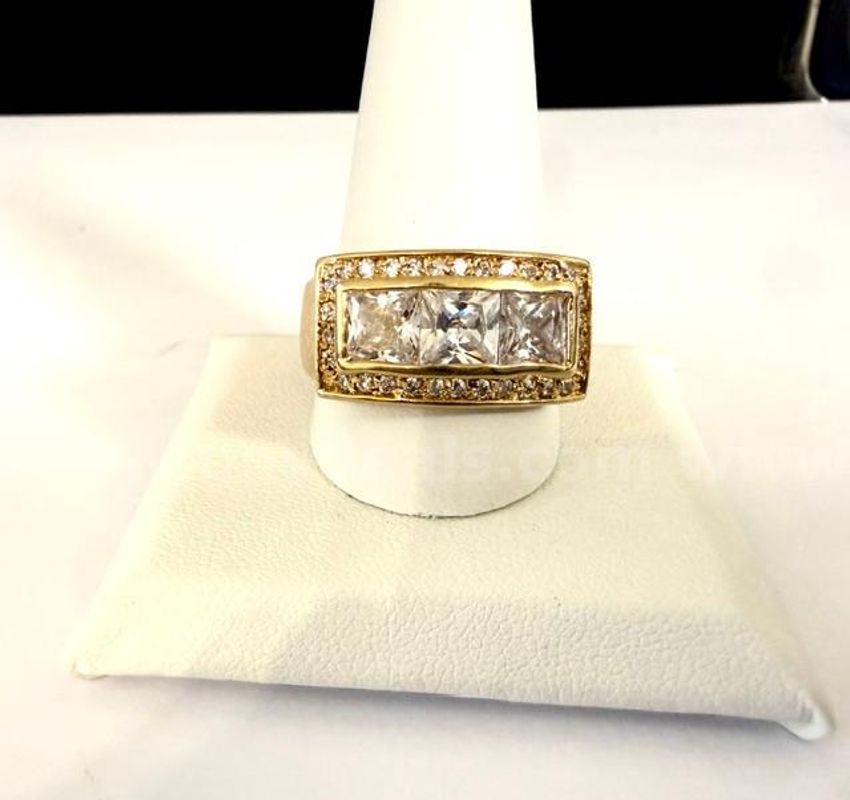 Gorgeous, Men's, Size 13, Multi CZ Ring, Real 24k Gold Filled