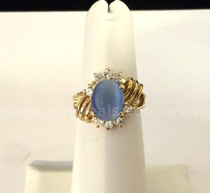 Beautiful, Size 4 1/2, Ladies, CZ Chalcedony Ring, Real 24k Gold Plated