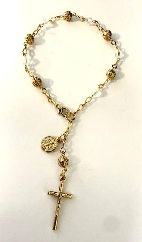 Gorgeous, Rosary Bracelet, 7 Inch, Real 24k Gold Plated