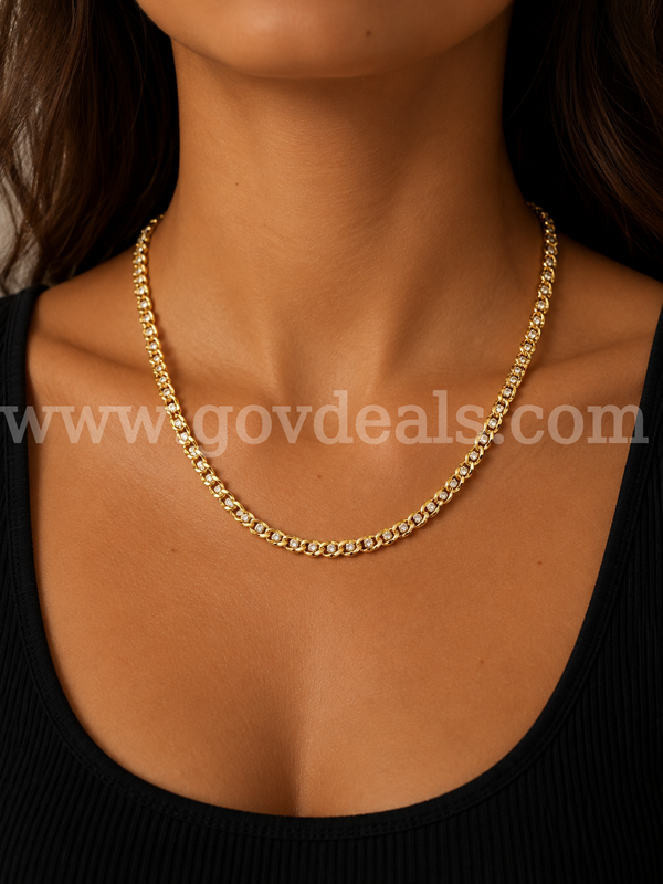 Gorgeous! 24" CZ Link Necklace, 24K Real Gold Filled, FREE SHIPPING W/BUY IT NOW!!