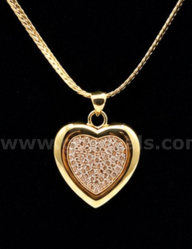 20' Flat Necklace W/CZ Heart, 24k Real Gold Filled.