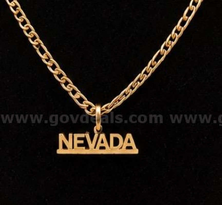 20” Fígaro Necklace W/ “Nevada” Pendant 24K Real Gold Plated