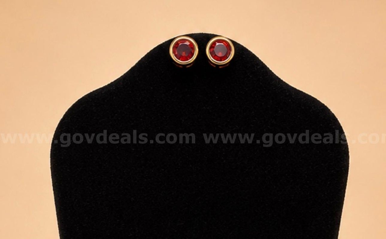 Large Birthstone Stud Earrings. 24k Real Gold Plated,