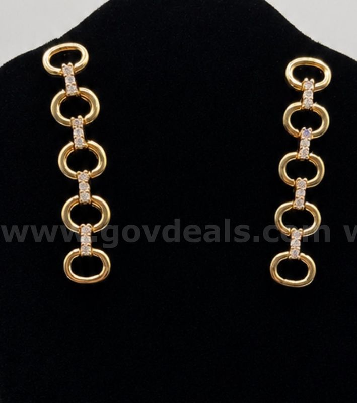 Gorgeous, Multi CZ, Brilliant Hanging Earrings, 24k Real Gold Plated,