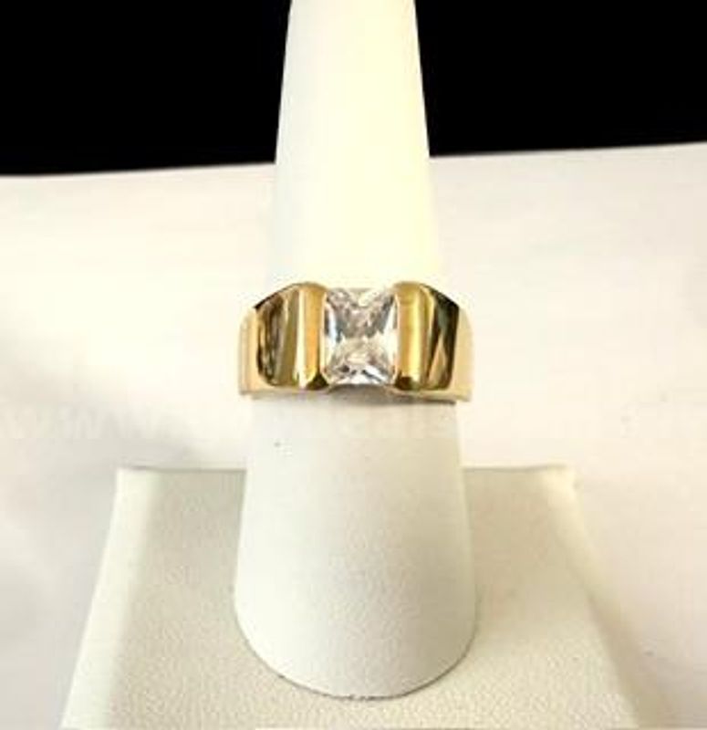 Beautiful, Men's, Size 8 1/2, CZ Solitaire Ring, 24k Real Gold Filled