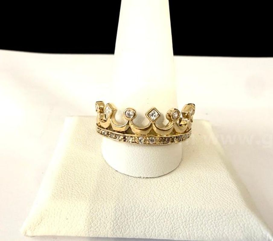 Stunning, Men's, CZ Crown Ring, Size 14, Real 24k Gold Filled