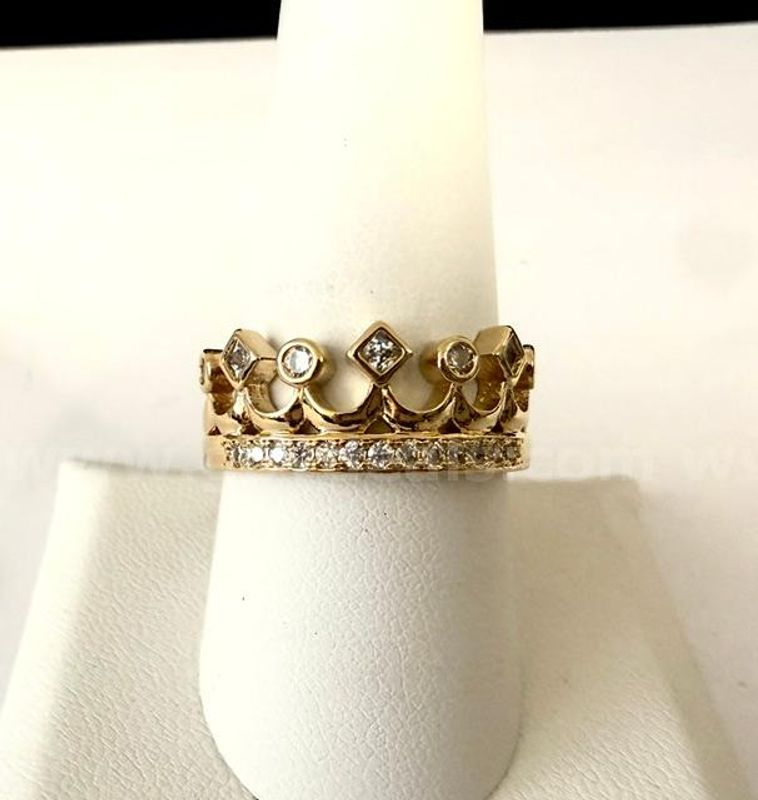 Stunning, Unisex, Size 9 1/2, CZ Crown Ring, Real 24k Gold Filled