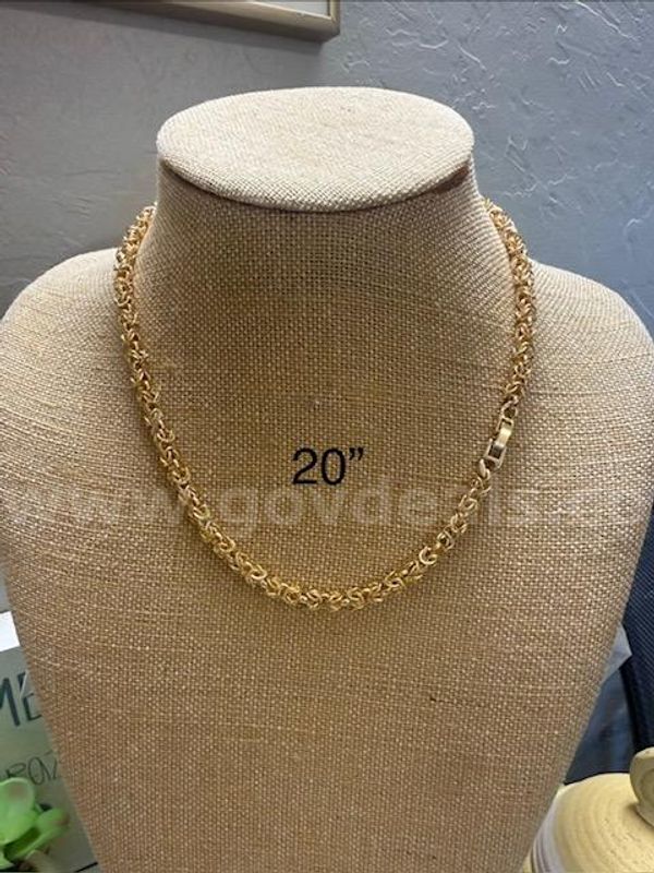 Beautiful, 20 Inch, Thick Byzantine Necklace, Real 24k Gold Filled