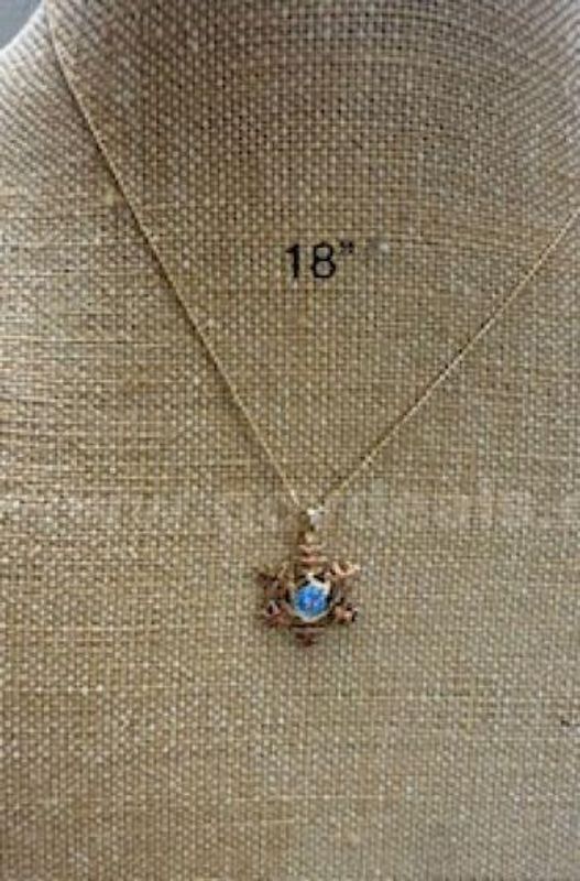 Beautiful, Sea Blue, CZ Snowflake Pendant, W/18" Bead Chain, Real 24k Gold Filled