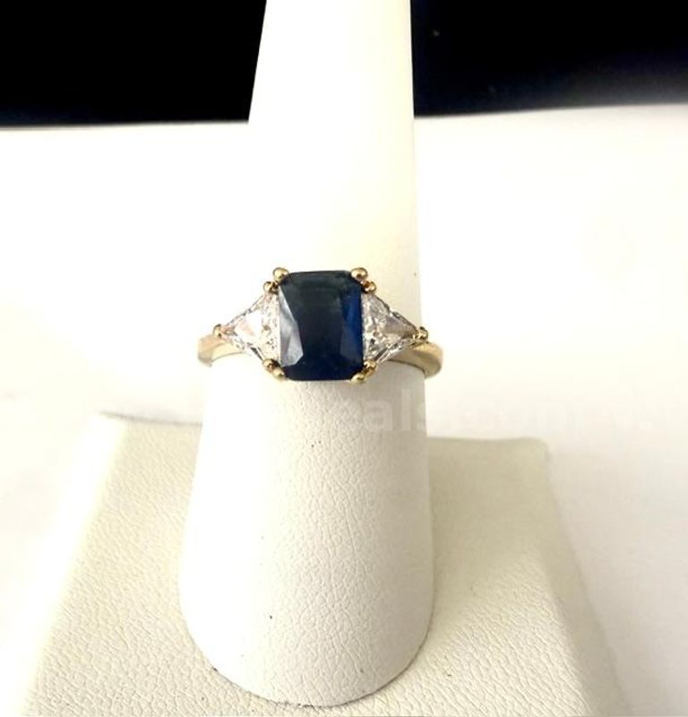 Gorgeous, Ladies, Size 8 1/2, CZ Sapphire Ring, Real 24k Gold Filled