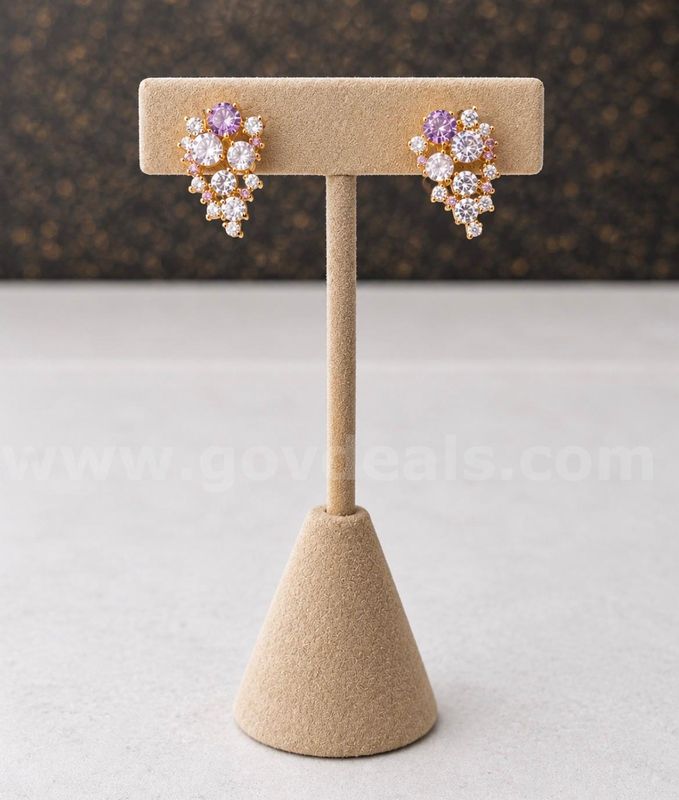 FREE SHIP W/WIN!! Gorgeous, 24k Real Gold Plated. Grape Bunch CZ Earrings.