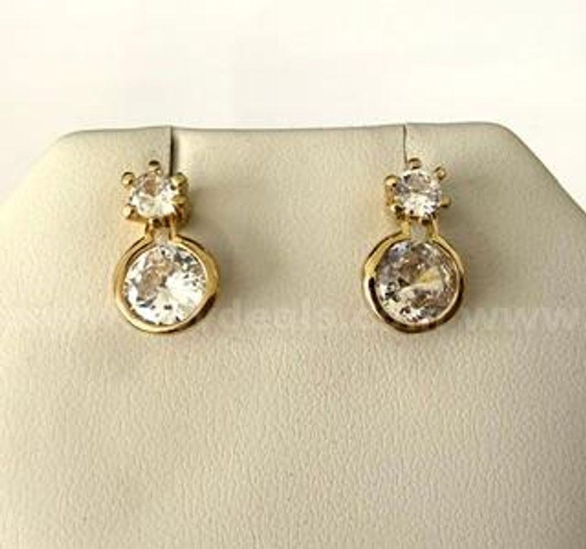 Beautiful, , Framed CZ Earrings, 24k Real Gold Plated