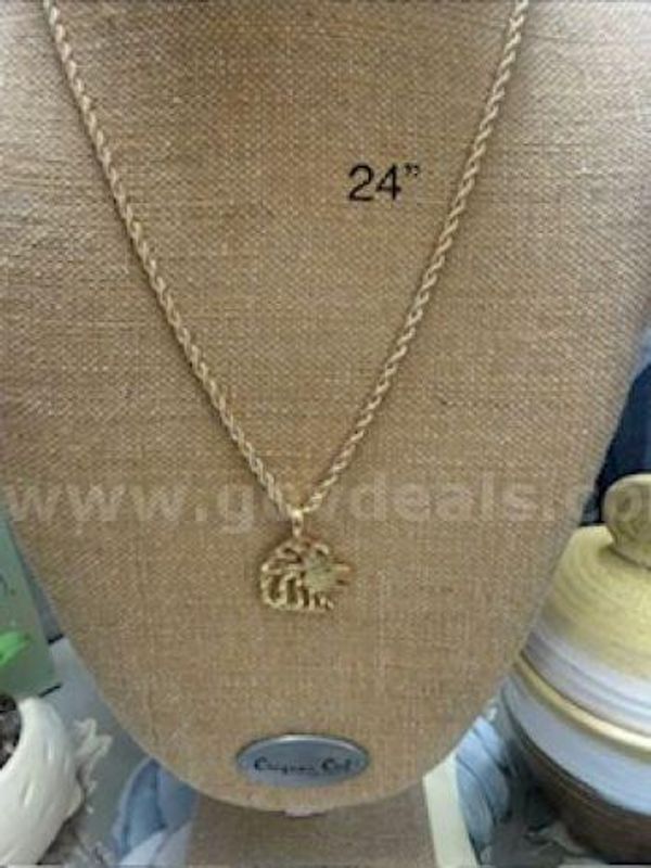4MM, 24 Inch, Real 24k Gold Filled, Diamond Cut Rope Chain W/Diamond Cut Lionhead Pendant