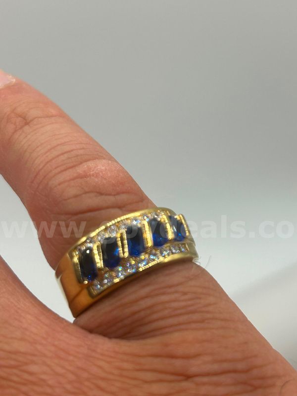 Beautiful 24k Gold, Size 9.5 Men’s Sapphire W/CZ’s Read ⬇️