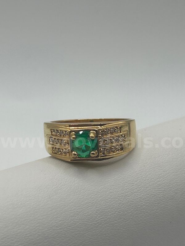 Size 13 Men’s Emerald CZ Ring. 24k Real Gold Plated,