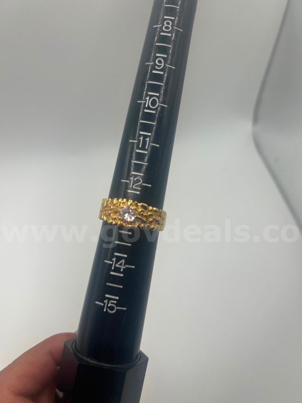 BIG Men's, Size 12 3/4, Nugget W/CZ Ring. 24k Real Gold Plated,