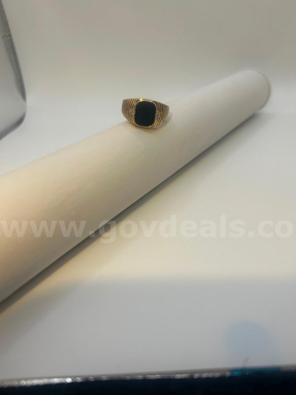 Size 12 Men’s Onyx Ring W/CZ Accent. 24K Real Gold