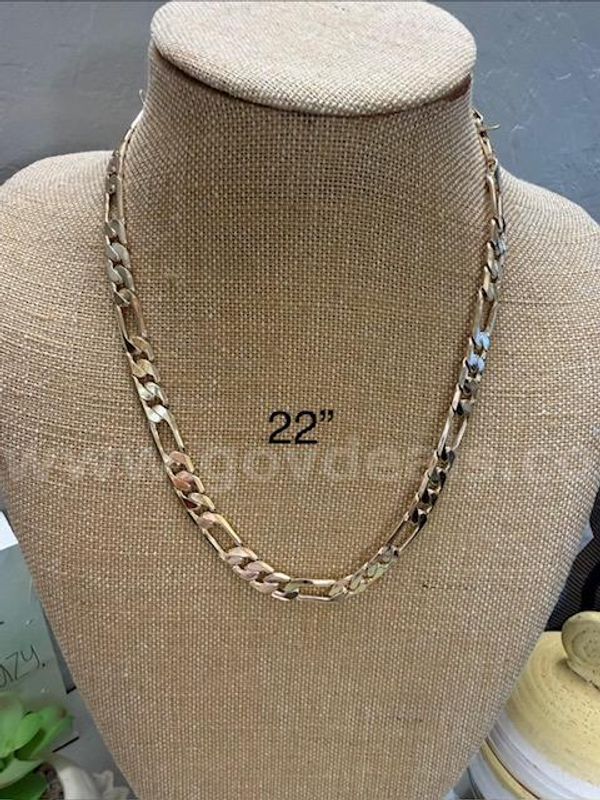 Beautiful, 22 Inch, Real 24k Gold Filled, Italian Figaro Necklace Chain