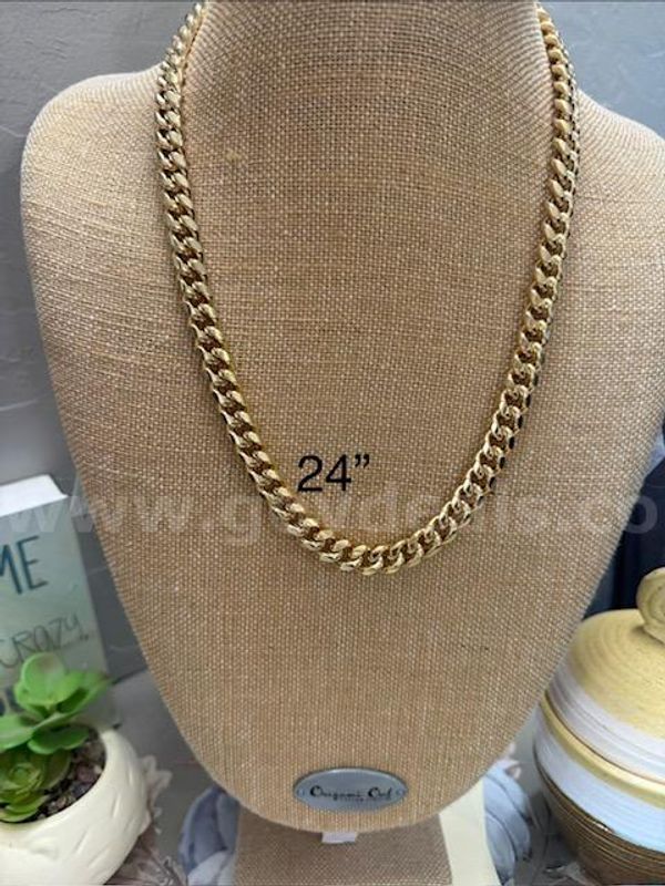 Attractive, Heavy, 24 Inch, 24k Gold Filled, Cuban Link Necklace Chain