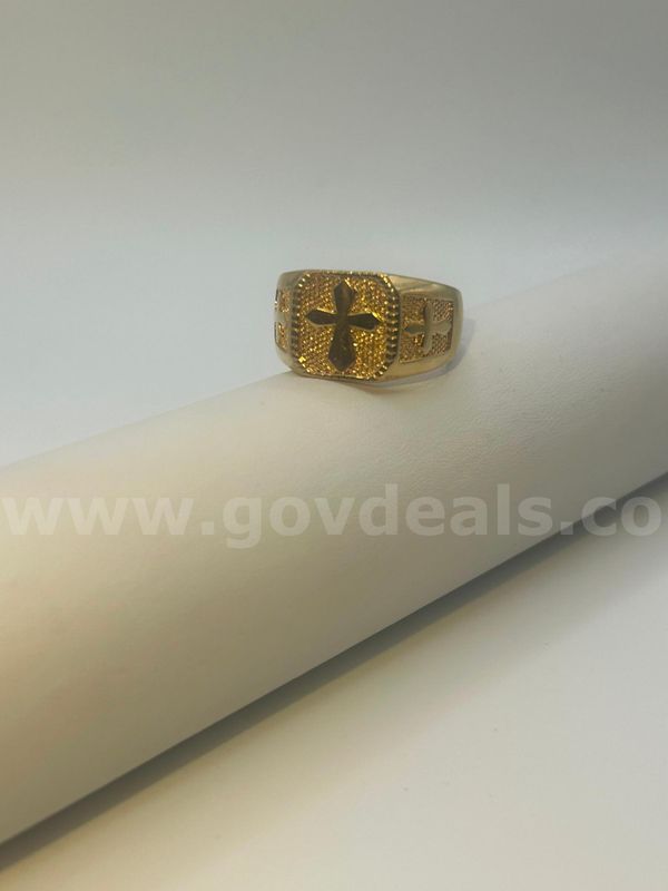 Size 13 1/2, 24k Gold, Religious Signet Ring24K Real Gold Plated