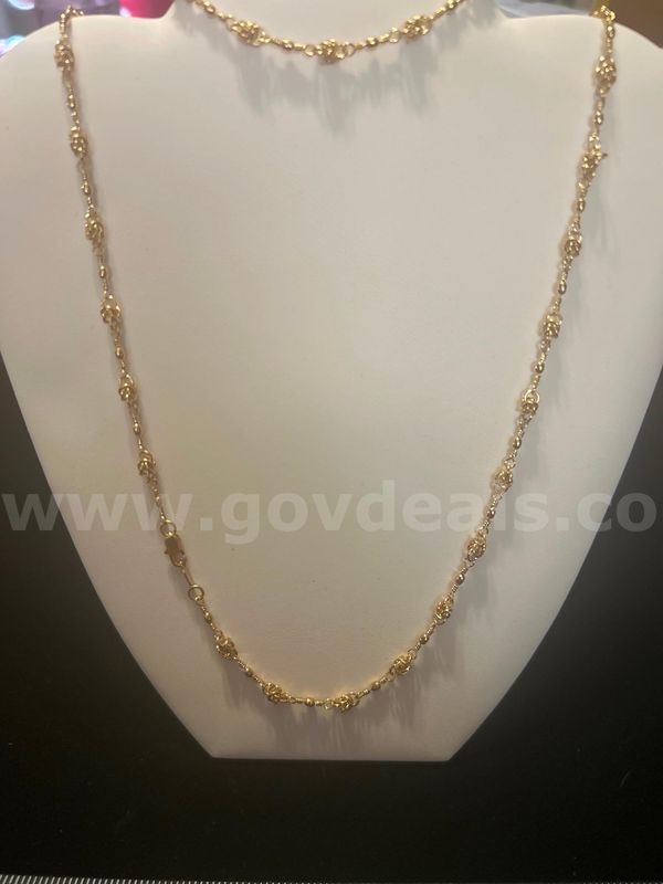Flower Link Necklace & Bracelet SET! 24K Real Gold Plated