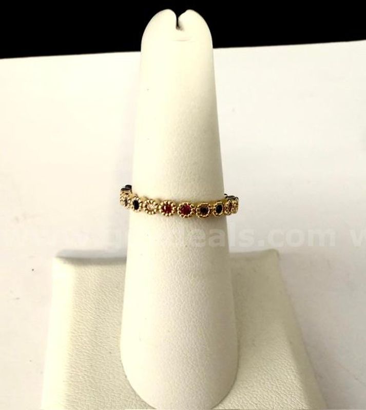 Beautiful, Ladies, CZ Rainbow Stone, Eternity Band, Size 6 1/2, Real 24k Gold Plated