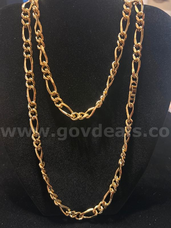 36” Raised Figaro. 24K Real Gold Plated