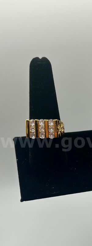Size 09, Mens, Bar W/CZ Nugget Ring. 24K Real Gold Filled.