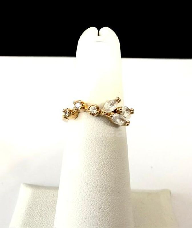 Gorgeous, Ladies, Size 4 1/2, CZ Leaf Eternity Ring, Real 24k Gold Filled