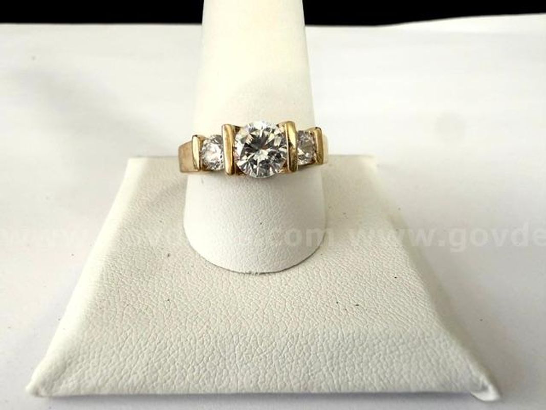 Gorgeous, Ladies, Size 11, Real 24k Gold Filled, Brilliant 2 Carat CZ, W/Accents Bridal Ring