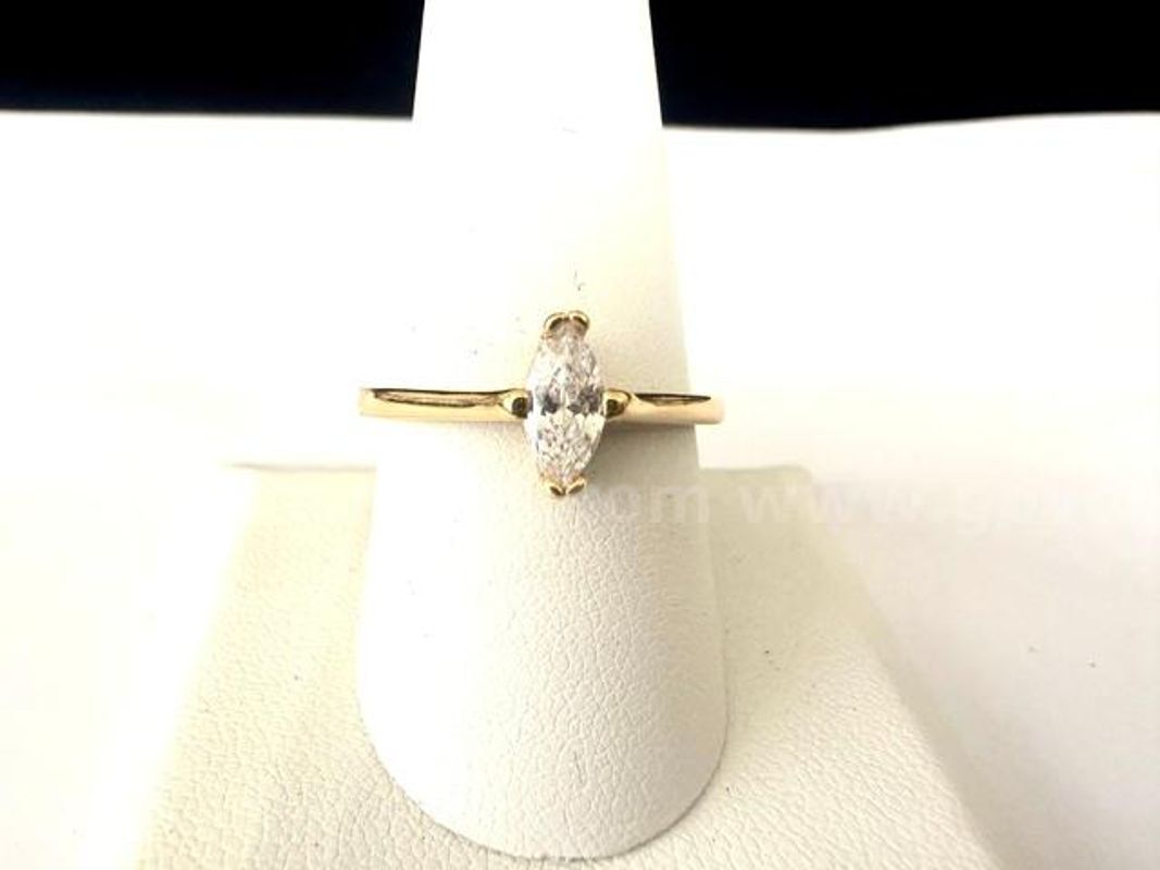 Beautiful, Ladies, 1 Carat, Marquise CZ Solitaire Bridal Ring, Real 24k Gold Filled