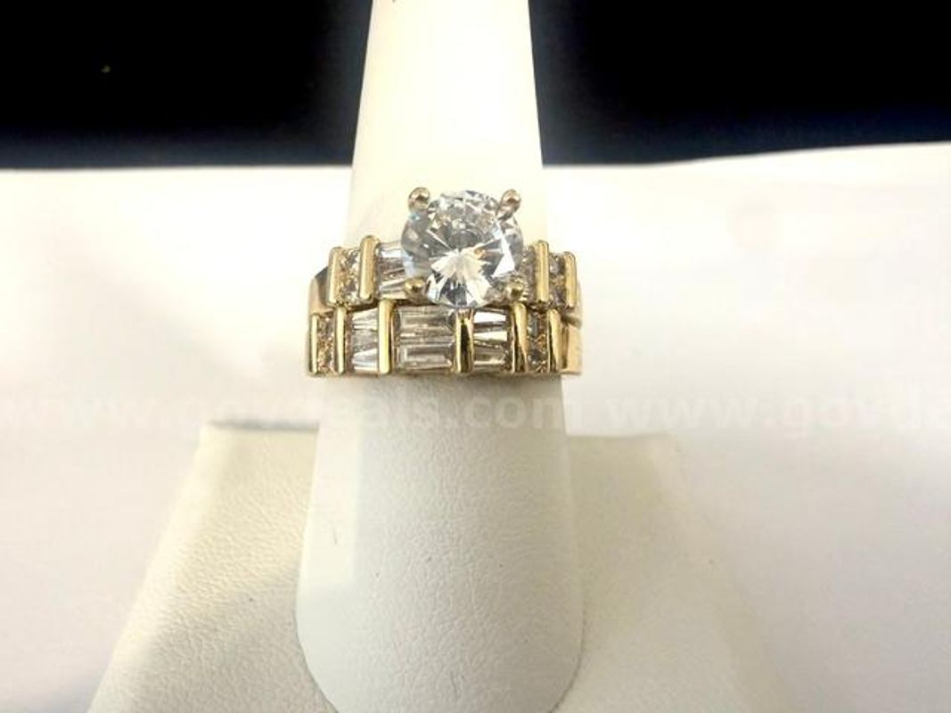 Gorgeous, Size 9, Ladies, Two-Piece, 2 Carat, CZ Wedding/Bridal Set, Real 24k Gold Filled