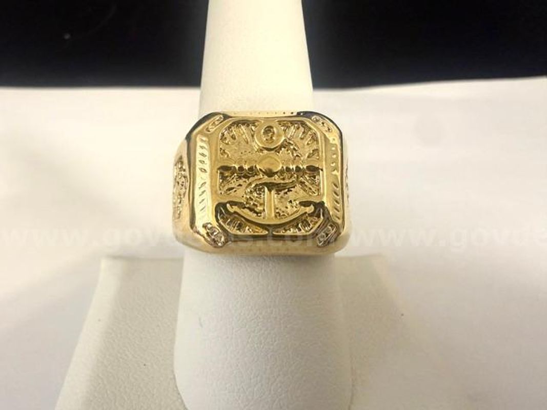 Men's, Size 9, Real 24k Gold Filled, Mariner/Religious Ring