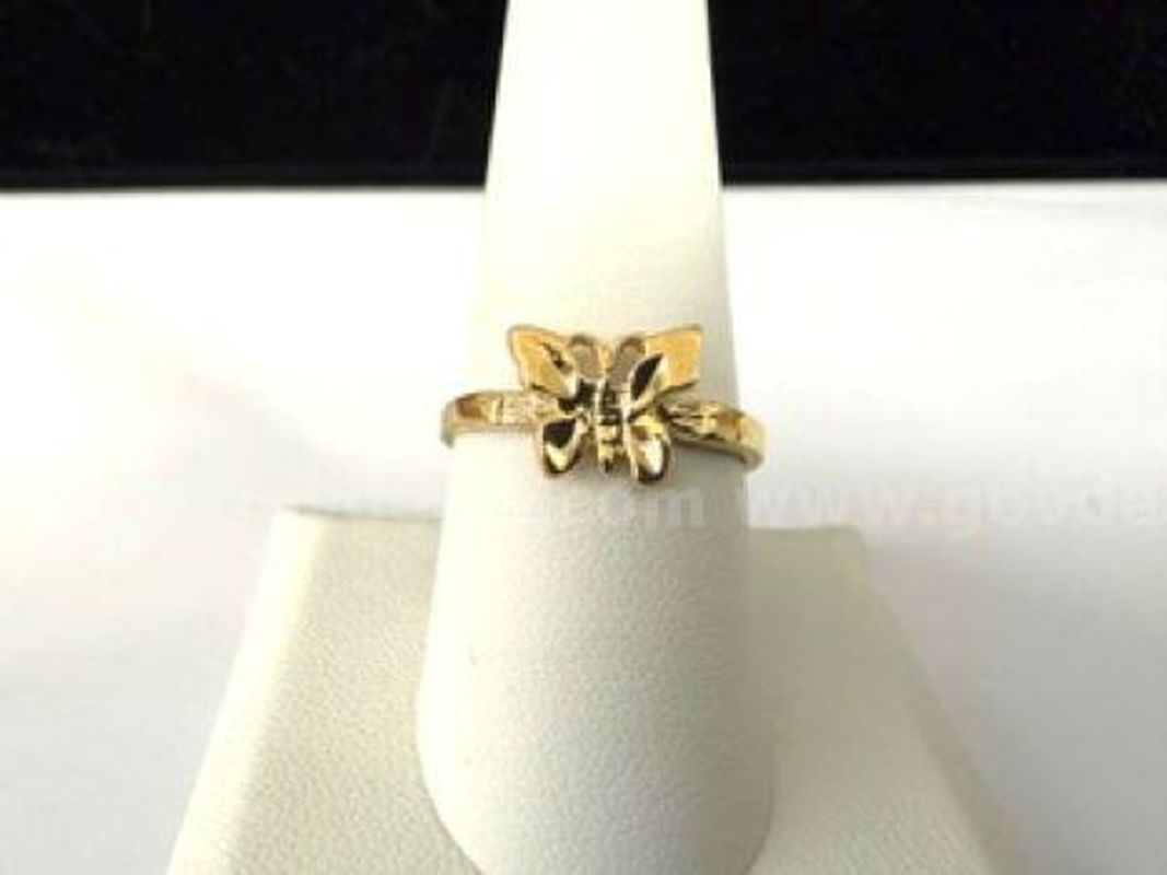Beautiful, Size 8 1/2, Diamond Cut, Delicate Butterfly Ring, Real 24k Gold Filled