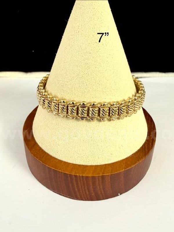 Beautiful, 7 Inch, Beaded, Diamond Cut ID Bracelet, Real 24k Gold Filled