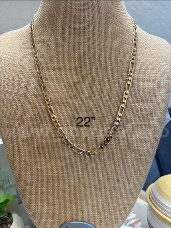 Gorgeous, Real 24k Gold Filled, 22 Inch, Italian Figaro Necklace