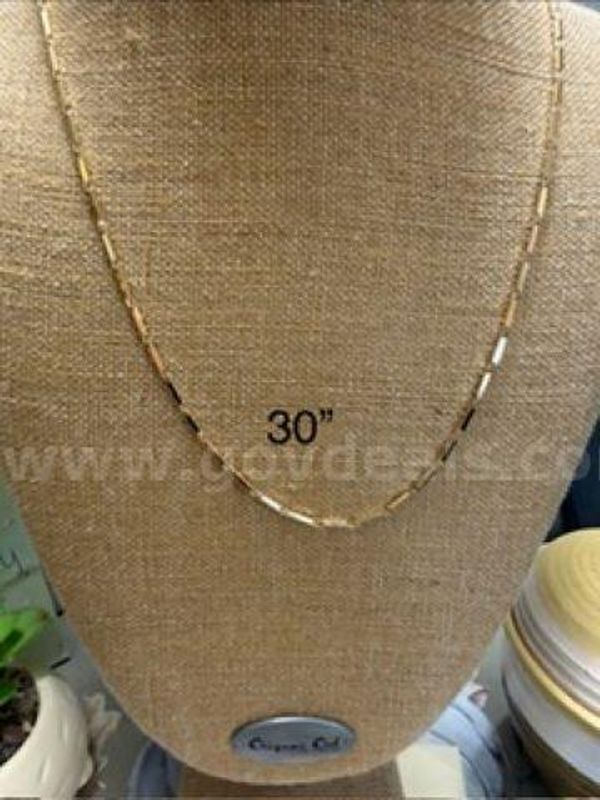 Beautiful, 30 Inch, Unique Link Chain Necklace, Real 24k Gold Plated