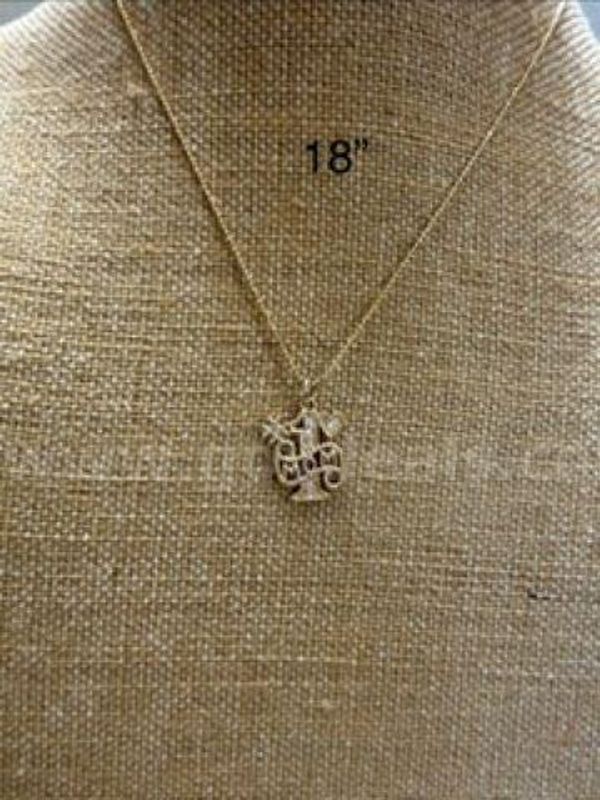 Beautiful, 18 Inch, Beaded Necklace W/CZ Mom Pendant, Real 24k Gold Plated
