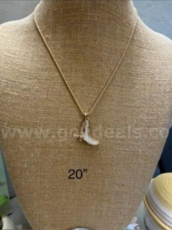 Gorgeous, 1MM, 20 Inch, CZ Cowboy Boot Pendant, Real 24k Gold Plated