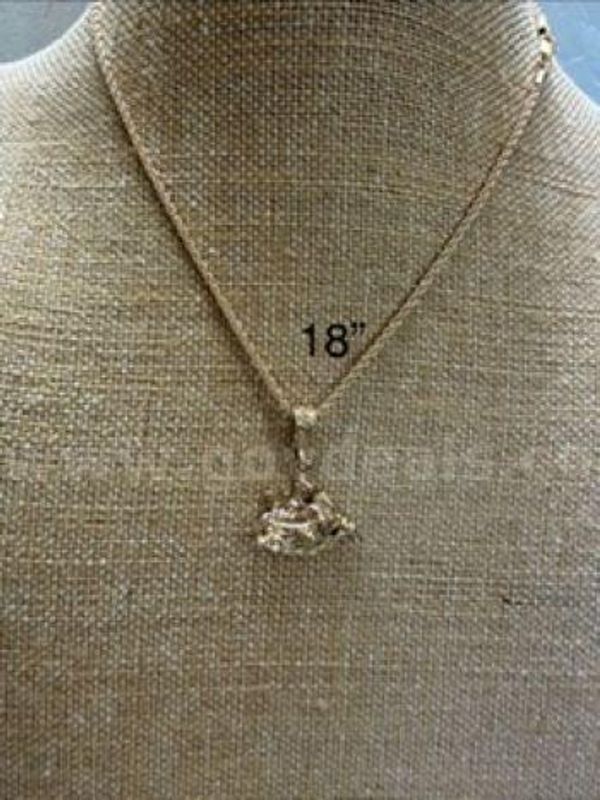 18 Inch, 1MM Diamond Cut Rope Chain Necklace W/Noah’s Arc Pendant, Real 24k Gold Plated