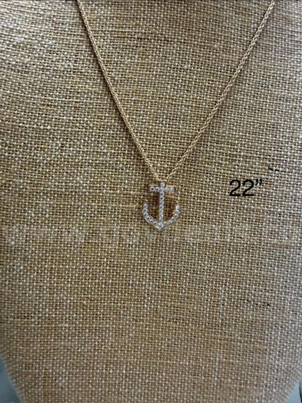 Gorgeous, 1MM, 22 Inch, Real 24k Gold Filled, Diamond Cut Rope Chain Necklace W/CZ Anchor Pendant