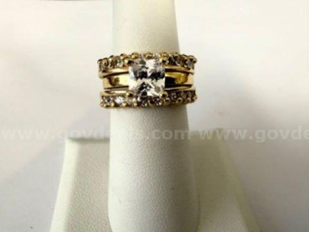 Gorgeous, Size 6, 2pc CZ Solitaire Bridal Set, Real 24k Gold Filled